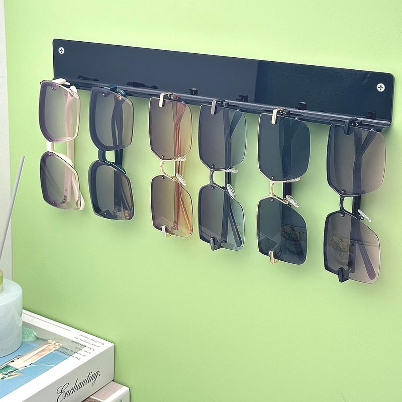 Bigfety Hanging Sunglasses Wall Organizer, Glasses Holder Wall for Display, Acrylic Multiple Eyeglasses Rack 3 Pack, Black - Image 2